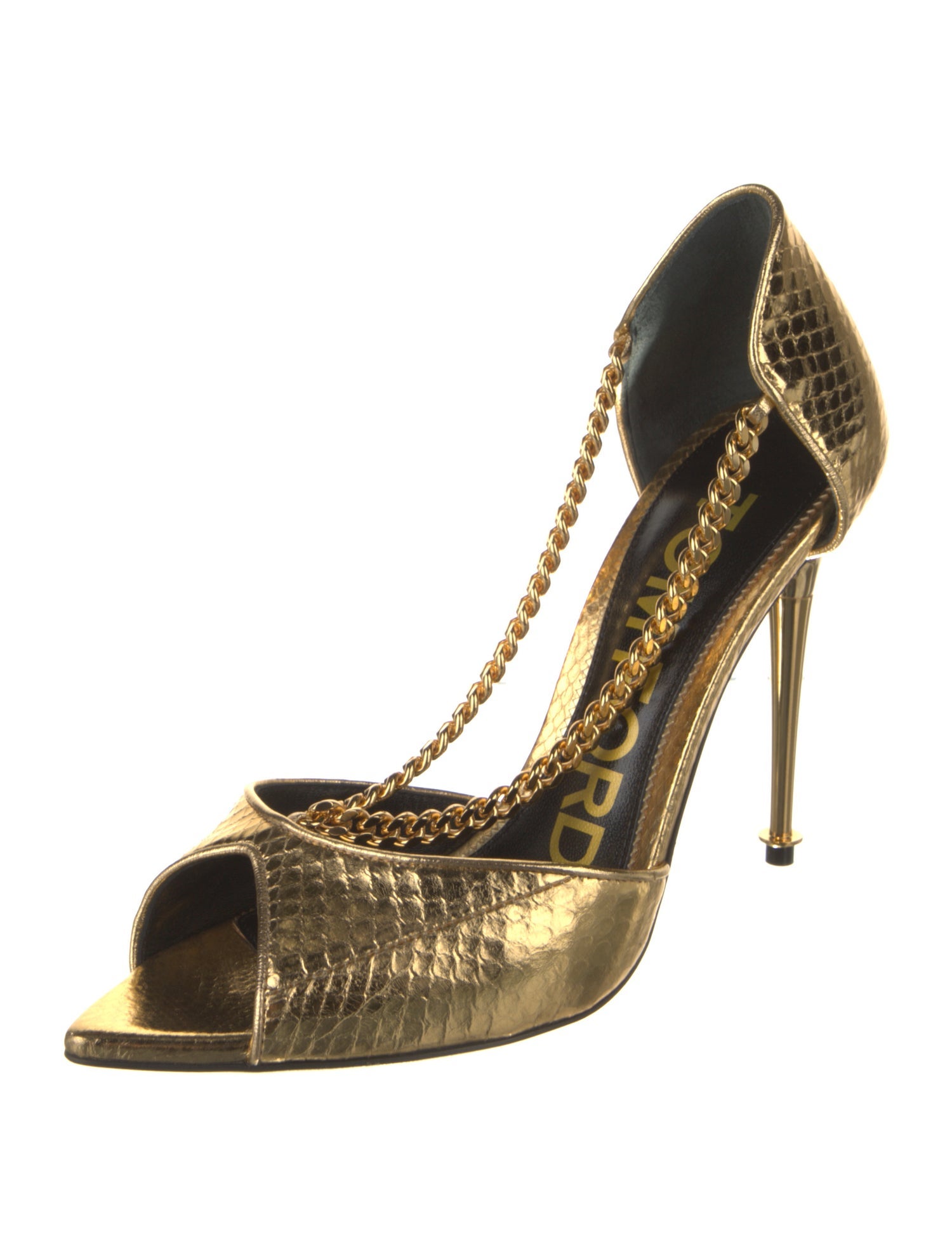 Tom Ford Leather Animal Print D'Orsay Pumps