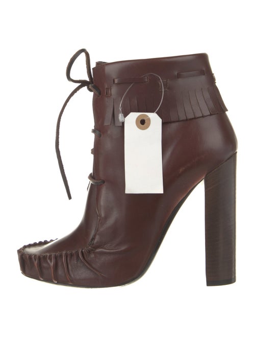 Tom Ford Leather Fringe Trim Accent Lace-Up Boots