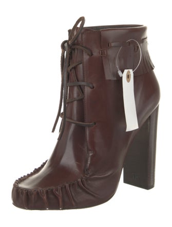 Tom Ford Leather Fringe Trim Accent Lace-Up Boots