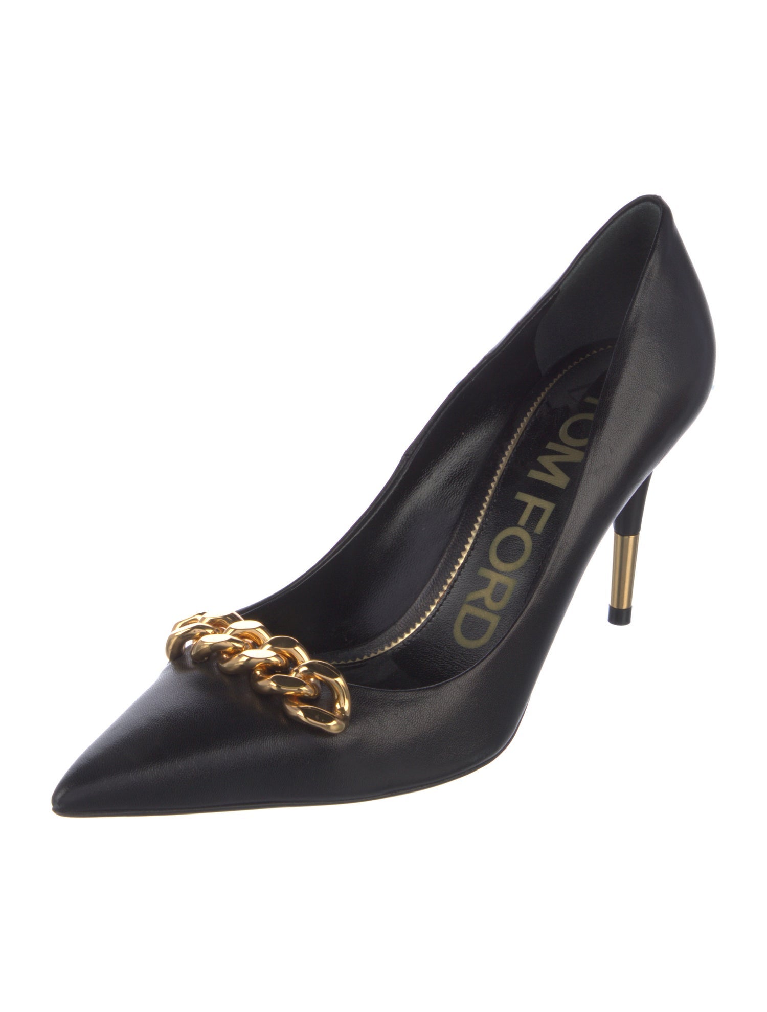 Tom Ford Leather Chain-Link Accents Pumps