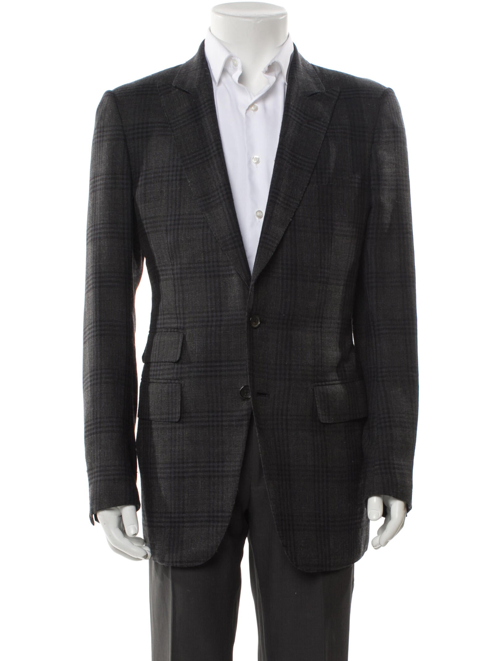 Tom Ford Wool Plaid Print Overcoat
