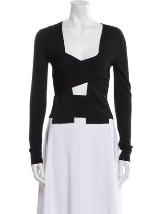 Tom Ford Square Neckline Long Sleeve Crop Top