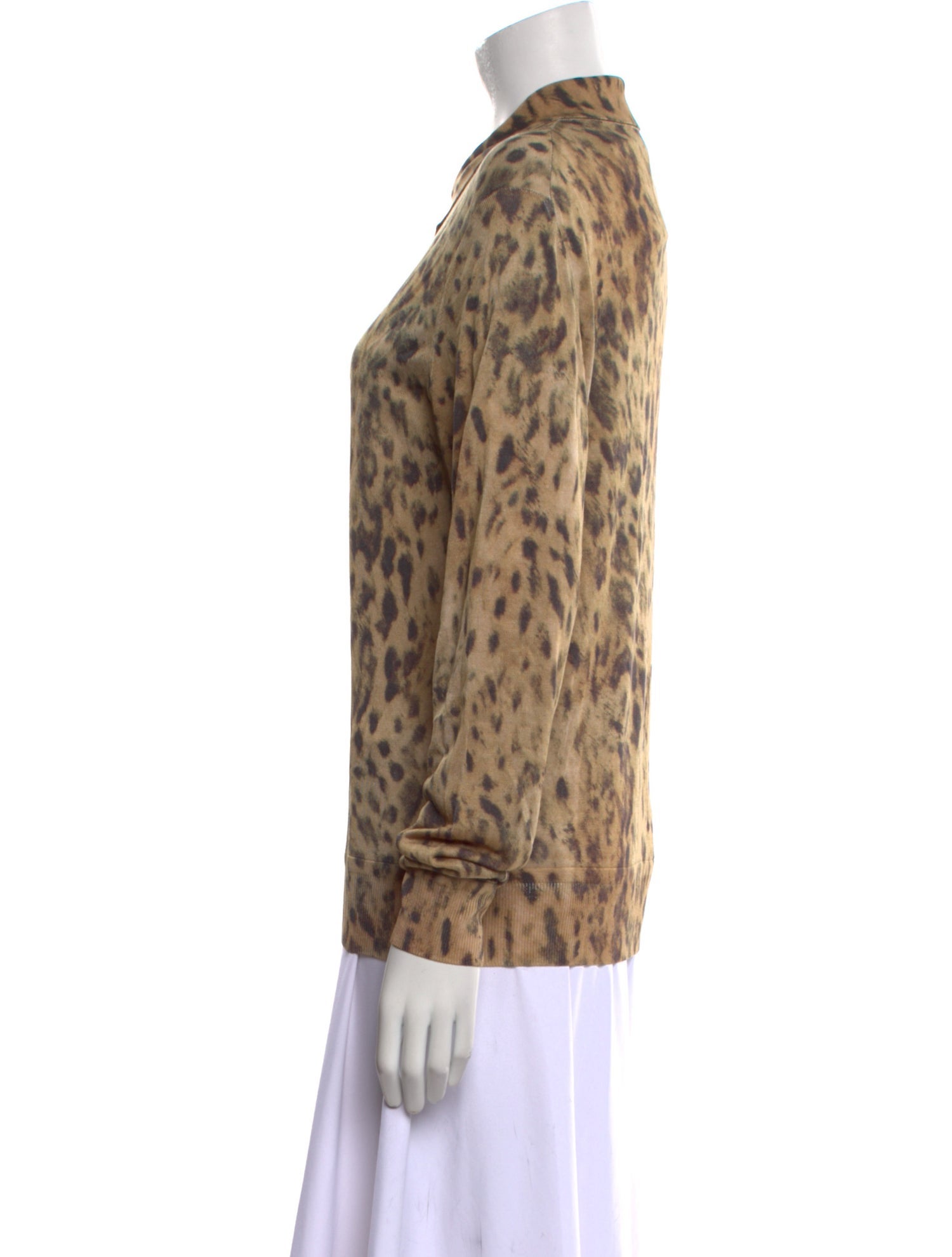 Tom Ford Animal Print Long Sleeve Button-Up Top