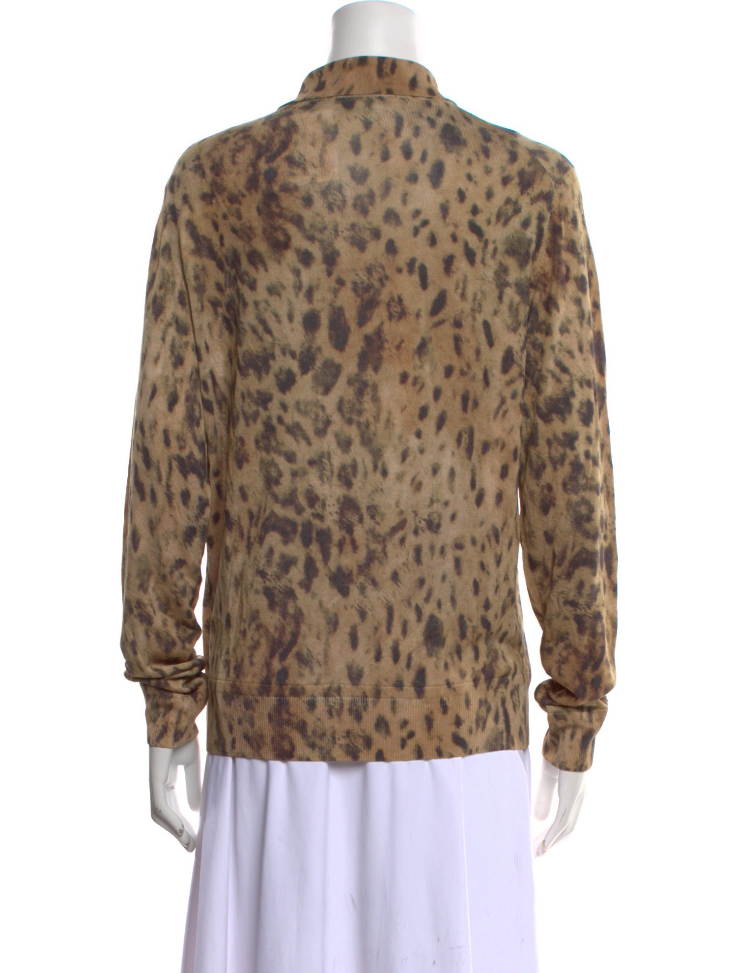 Tom Ford Animal Print Long Sleeve Button-Up Top