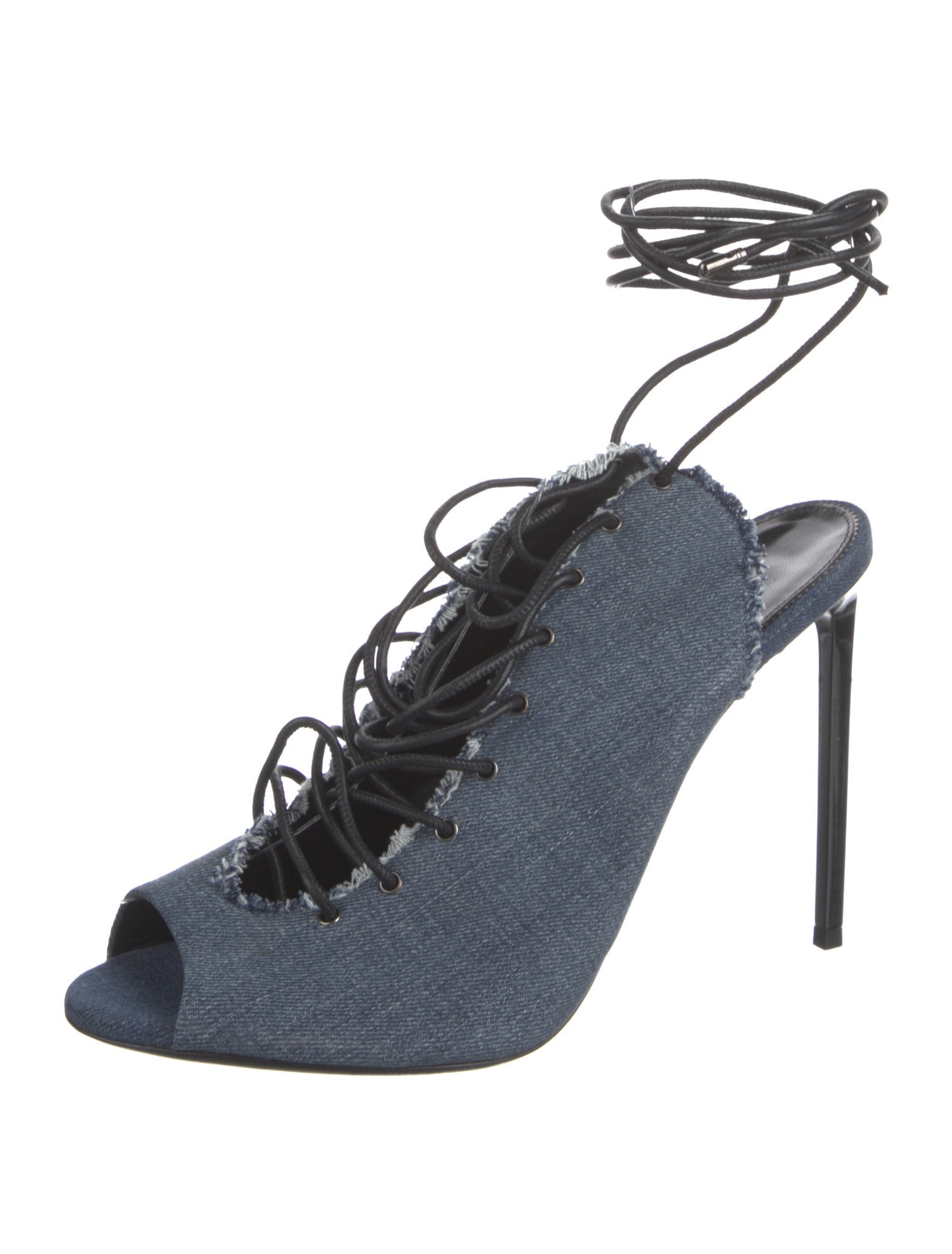 Tom Ford Denim Raw-Edge Trim Slingback Pumps