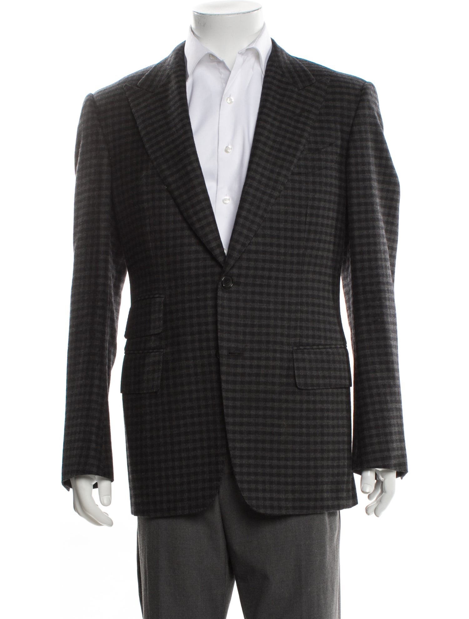 Tom Ford Wool Plaid Print Blazer