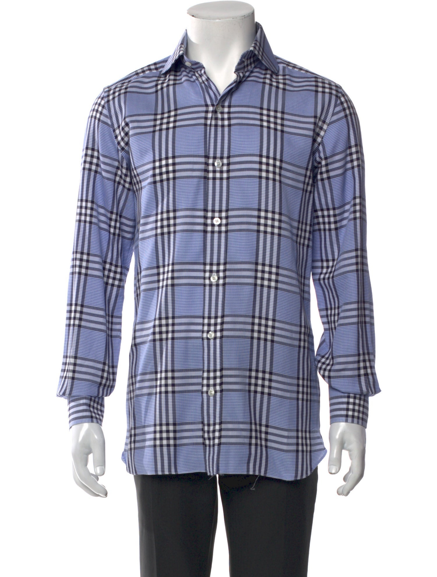 Tom Ford Plaid Print Long Sleeve Shirt