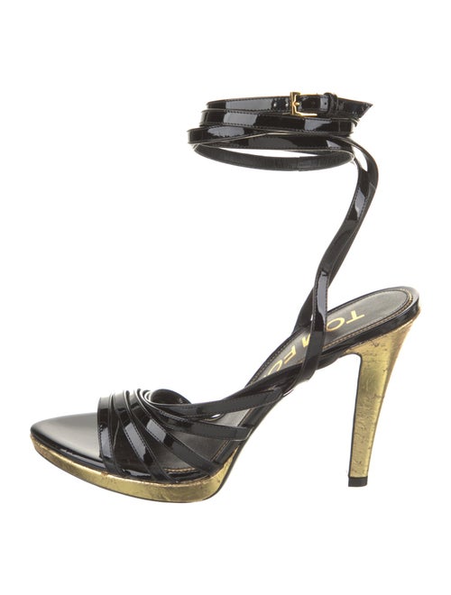 Tom Ford Patent Leather Leather Trim Embellishment Sandals