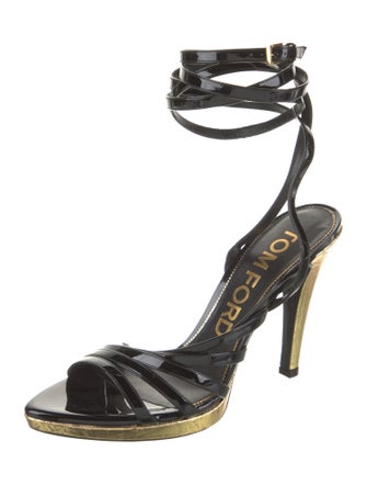 Tom Ford Patent Leather Leather Trim Embellishment Sandals
