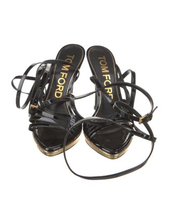 Tom Ford Patent Leather Leather Trim Embellishment Sandals