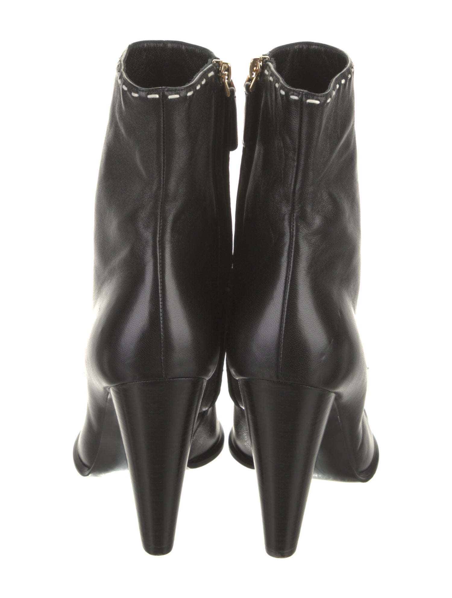 Tom Ford Leather Whipstitch Trim Boots