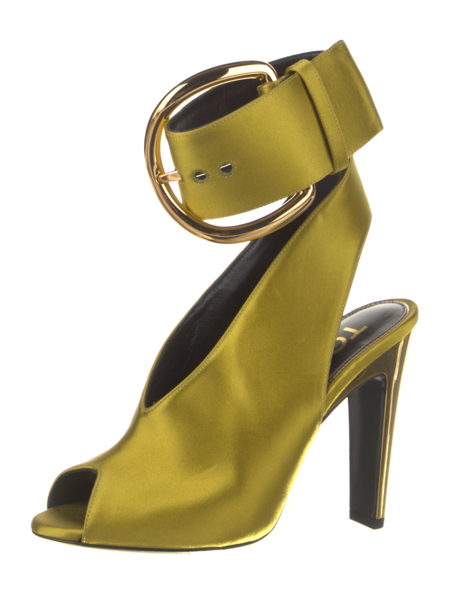 Tom Ford Satin Leather Trim Embellishment Slingback Pumps