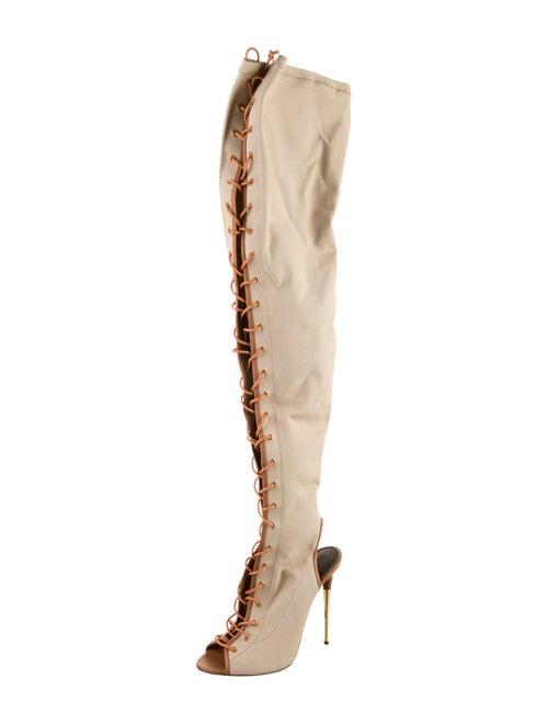 Tom Ford Canvas Leather Trim Embellishment Lace-Up Boots