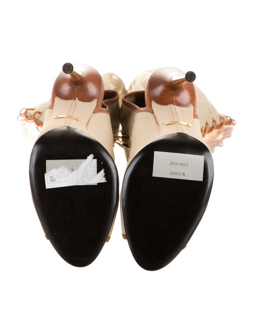 Tom Ford Canvas Leather Trim Embellishment Lace-Up Boots