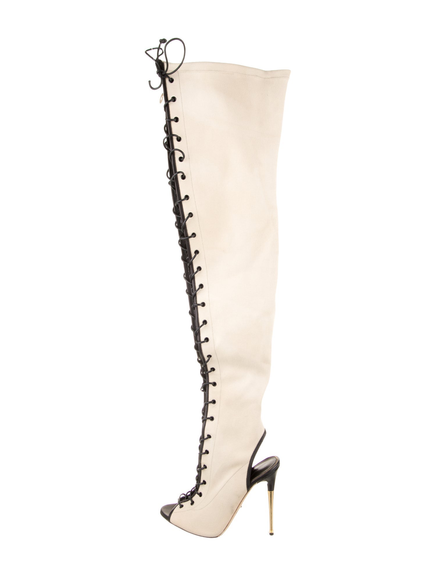 Tom Ford Canvas Leather Trim Embellishment Boots
