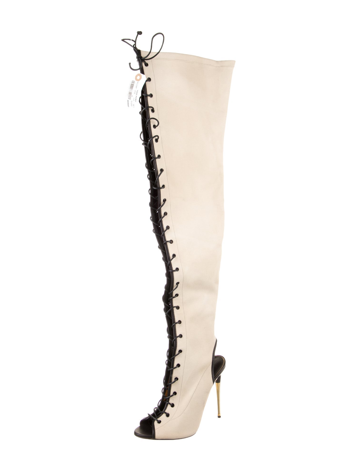 Tom Ford Canvas Leather Trim Embellishment Boots