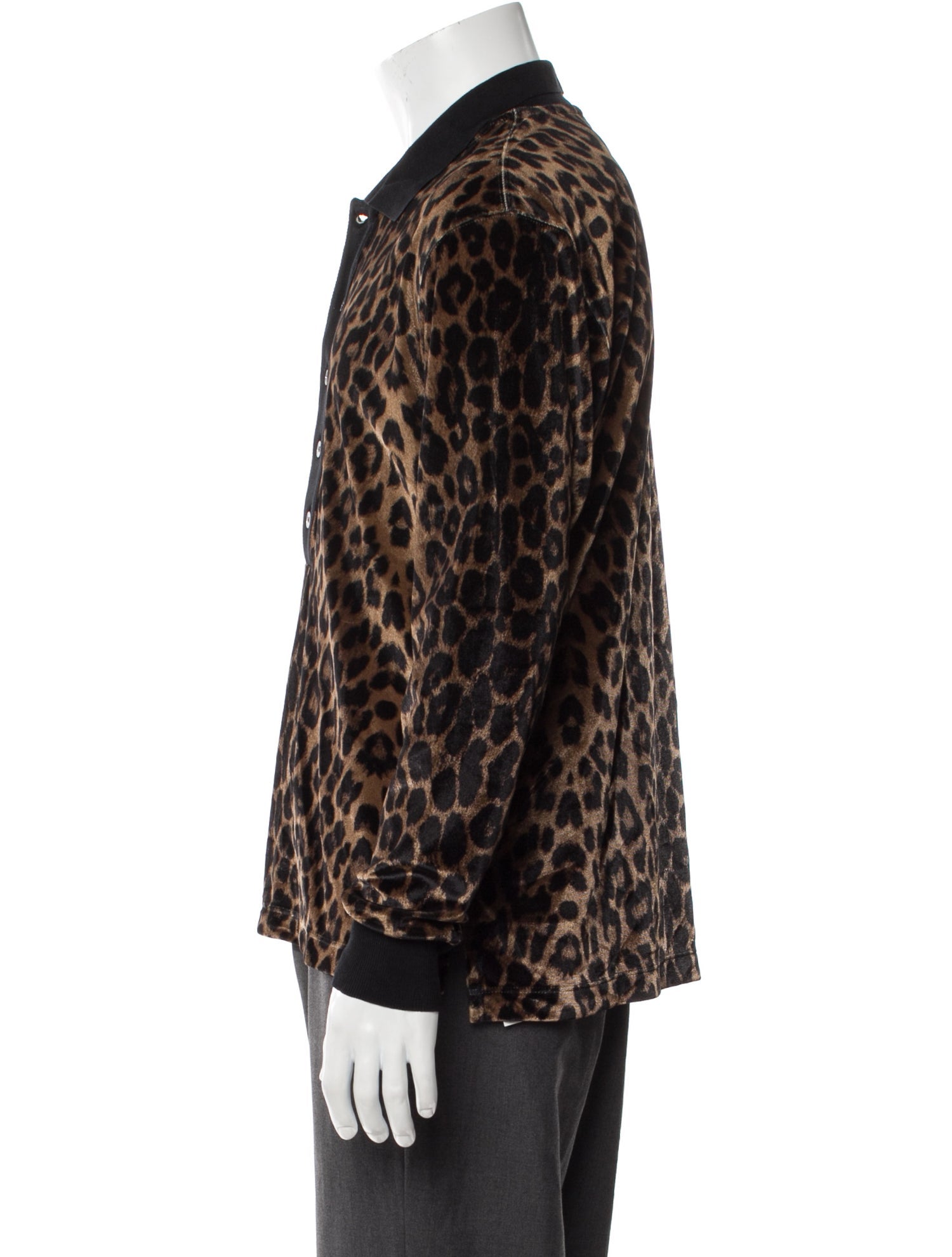 Tom Ford Animal Print Collar Polo Shirt
