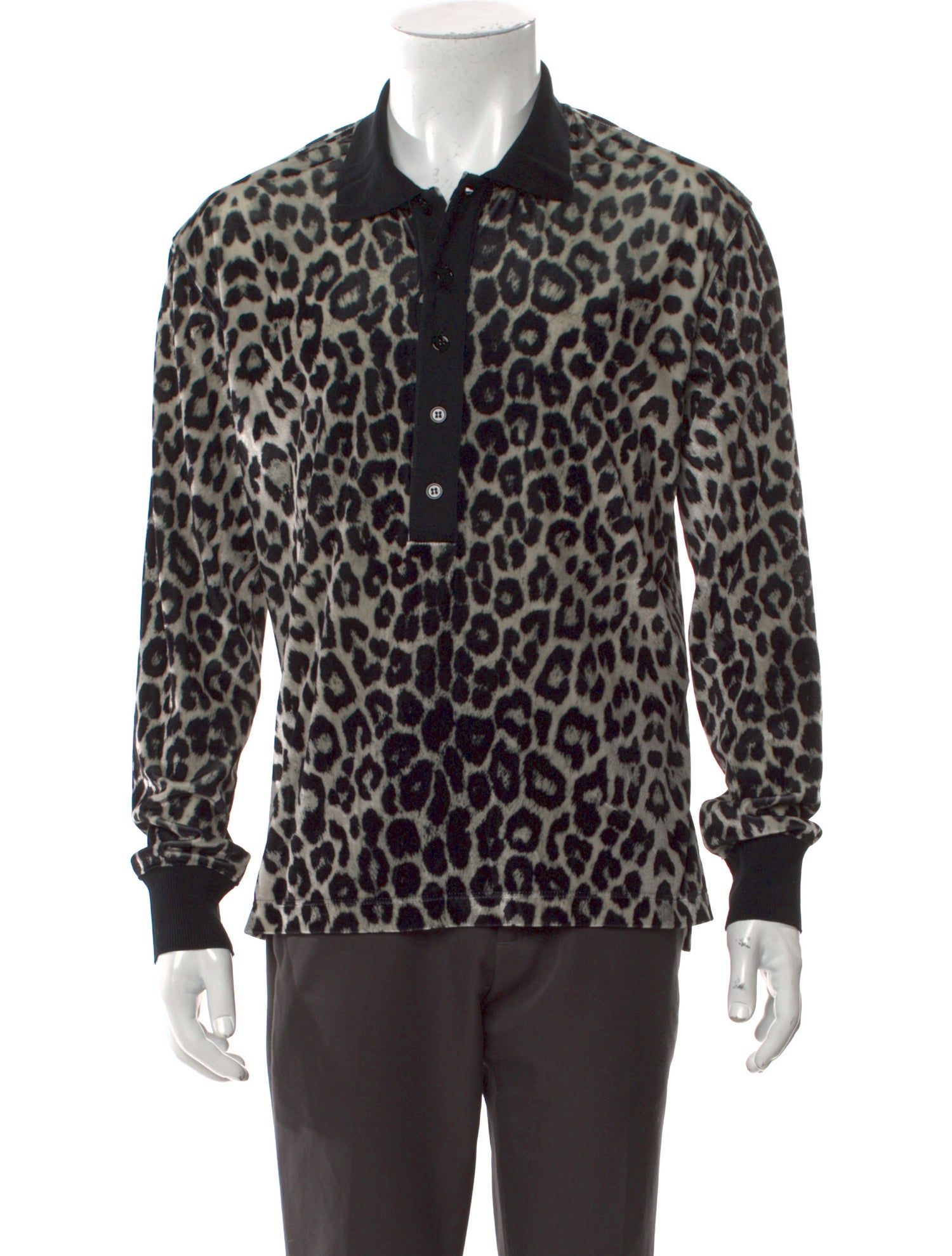 Tom Ford Animal Print Collar Polo Shirt w/ Tags