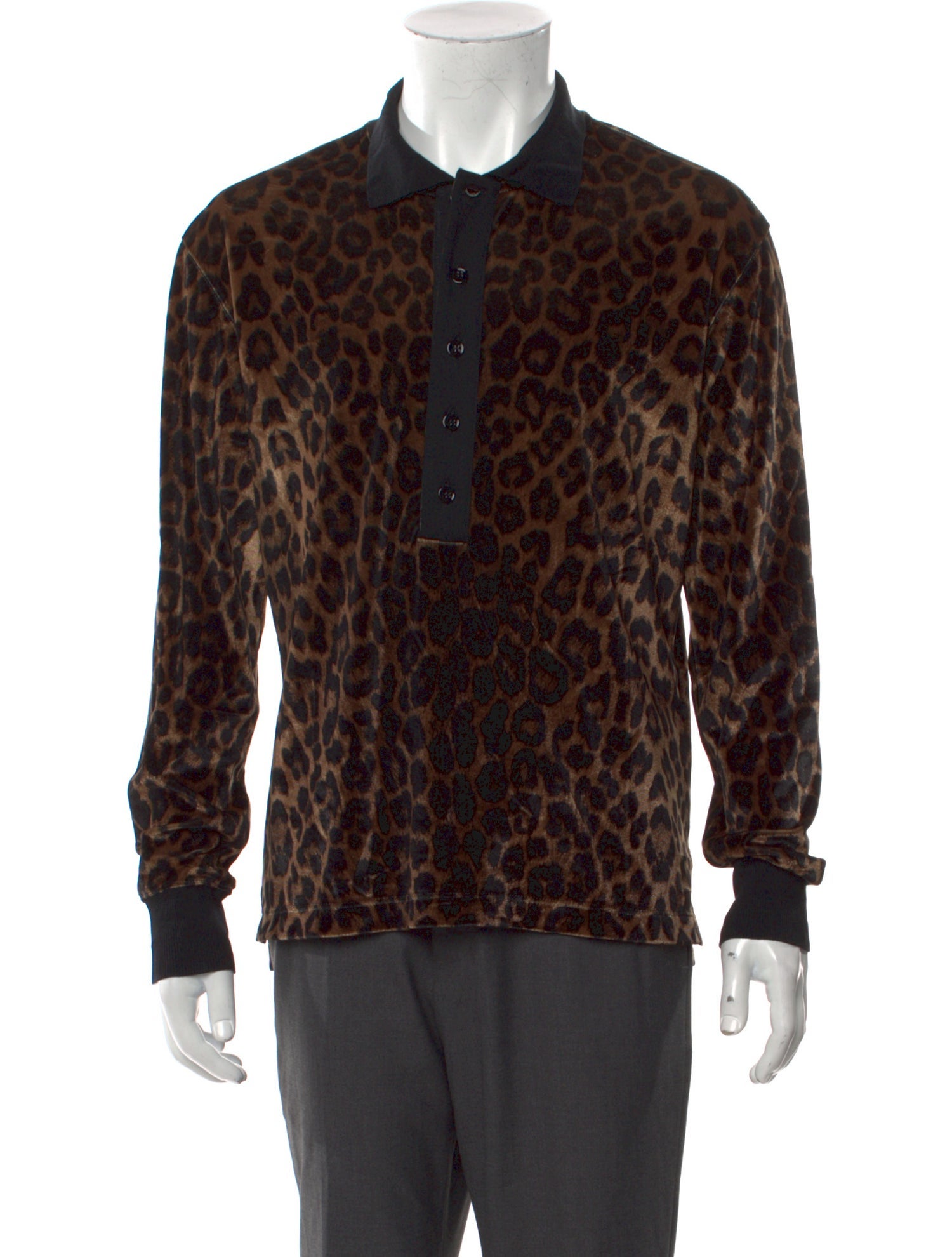 Tom Ford Animal Print Collar Polo Shirt
