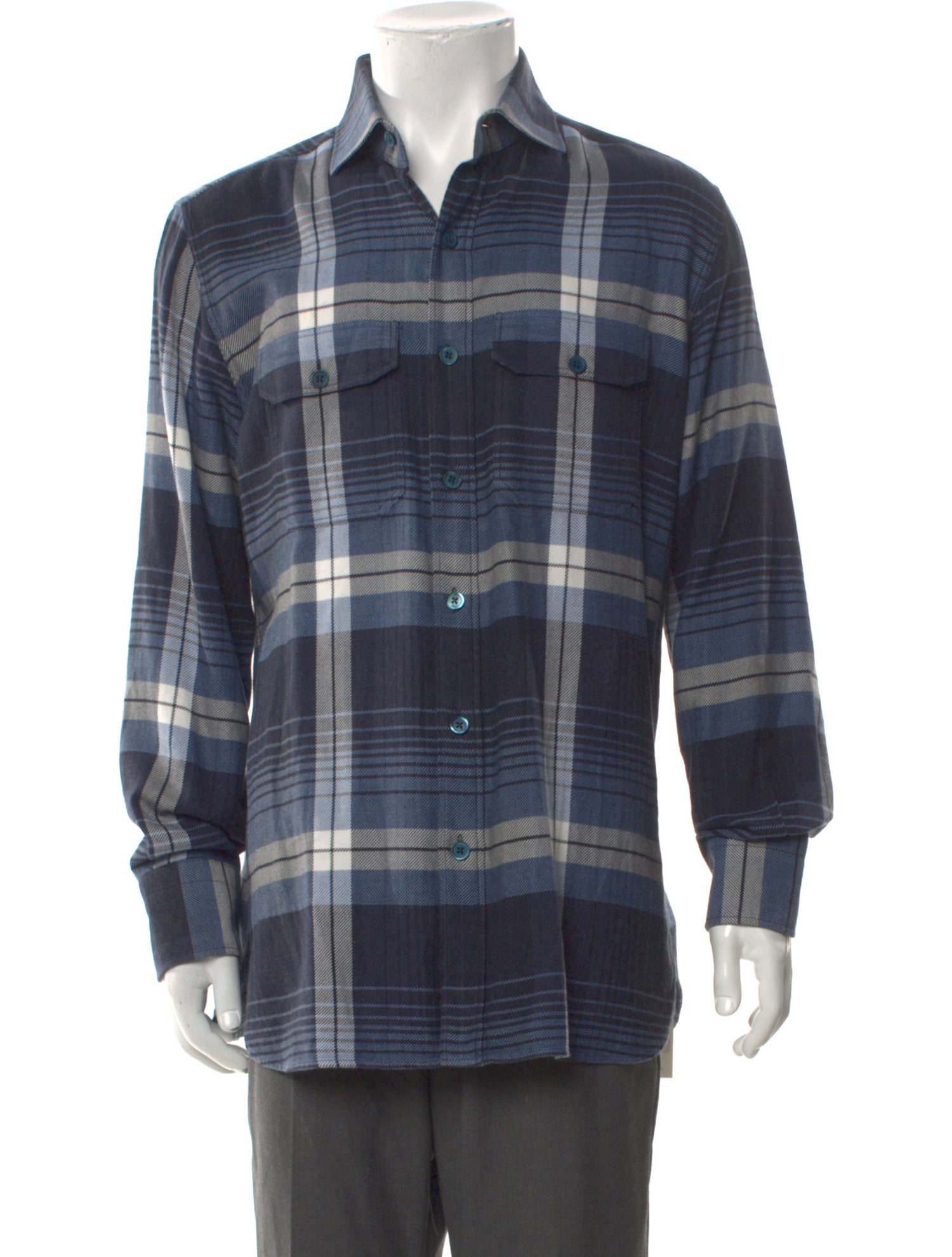 Tom Ford Plaid Print Long Sleeve Shirt
