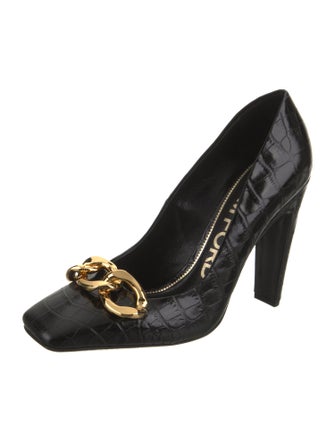 Tom Ford Leather Chain-Link Accents Pumps