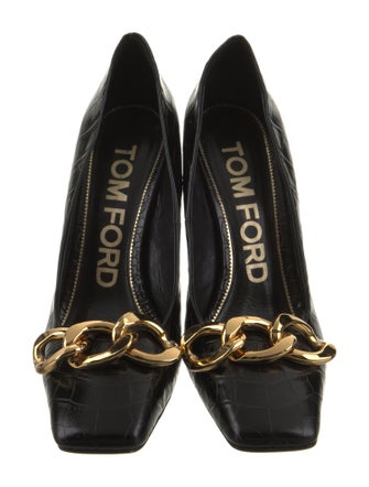 Tom Ford Leather Chain-Link Accents Pumps