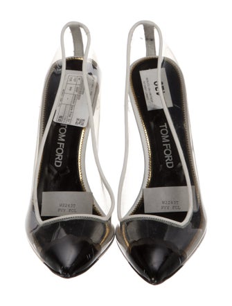 Tom Ford PVC Leather Trim Embellishment Slingback Pumps