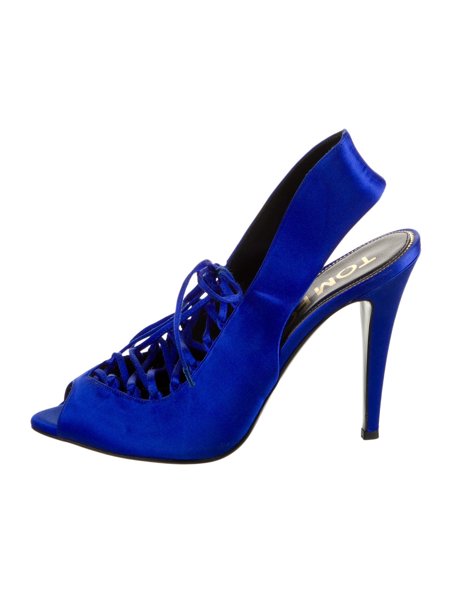 Tom Ford Satin Leather Trim Embellishment Slingback Pumps