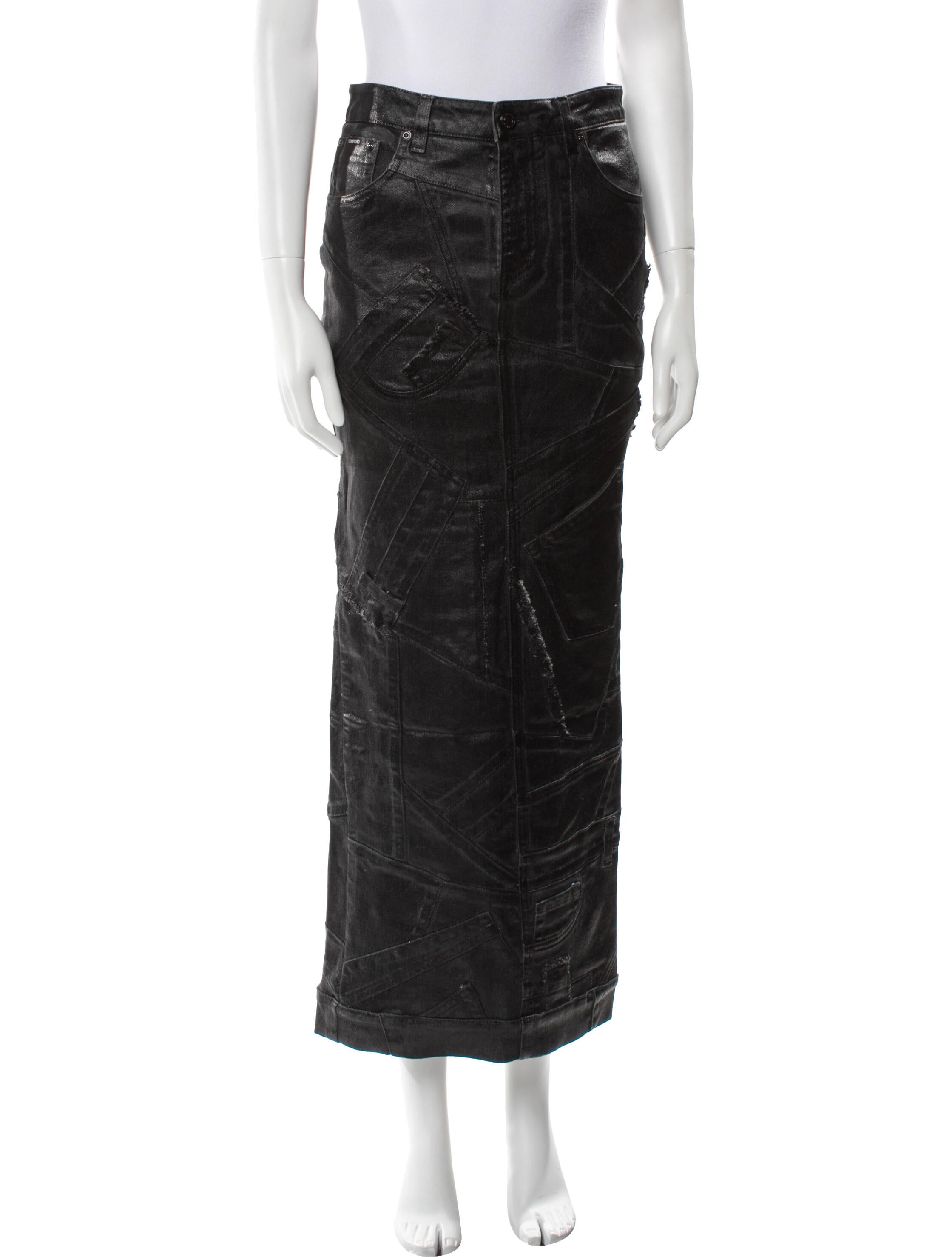 Tom Ford Raw-Edge Trim Midi Length Skirt