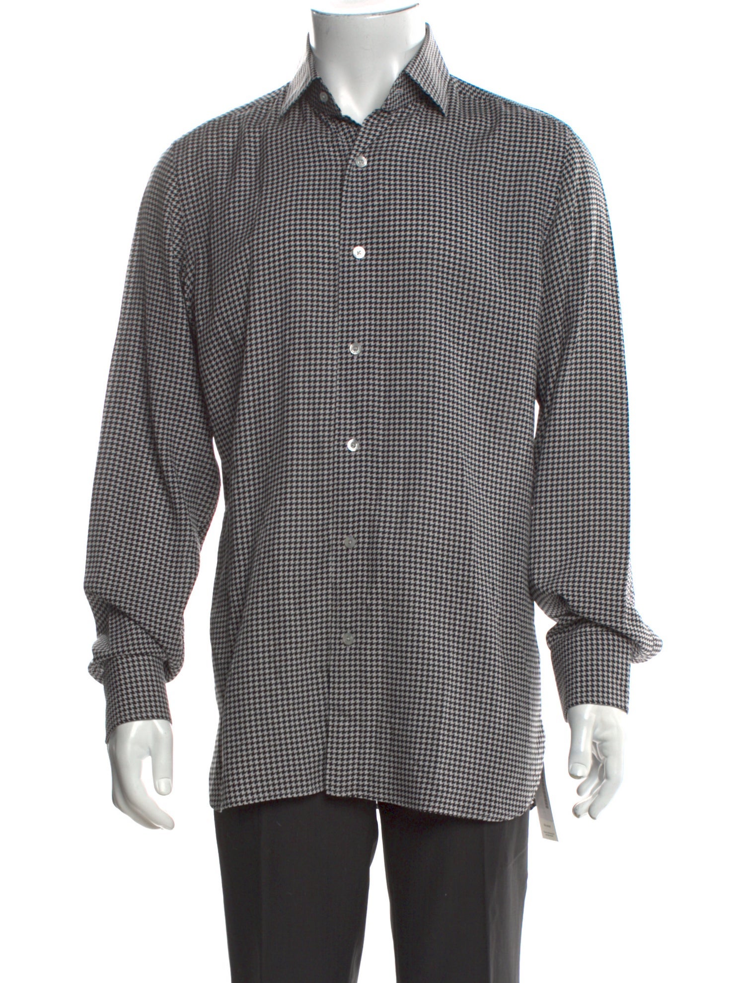 Tom Ford Houndstooth Print Long Sleeve Shirt