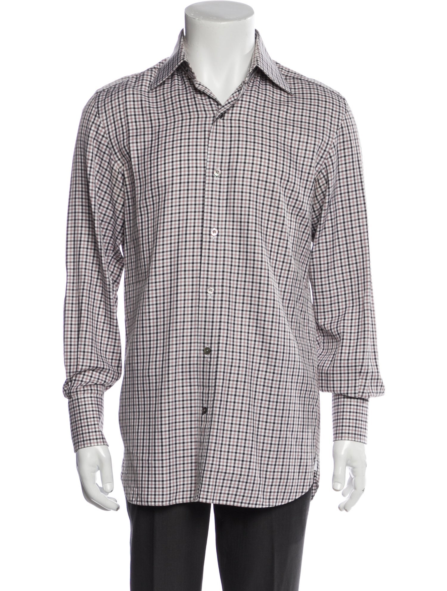 Tom Ford Plaid Print Long Sleeve Shirt