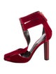 Tom Ford Velvet Leather Trim Embellishment T-Strap Sandals
