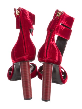 Tom Ford Velvet Leather Trim Embellishment T-Strap Sandals