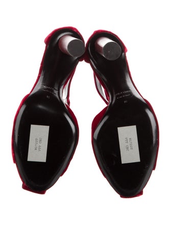 Tom Ford Velvet Leather Trim Embellishment T-Strap Sandals