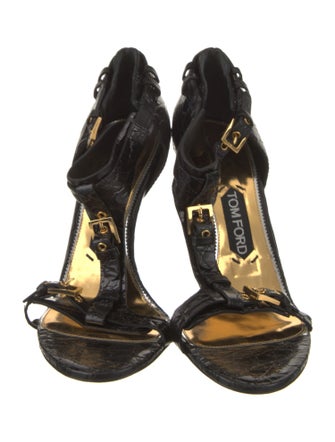 Tom Ford Embossed Leather T-Strap Sandals