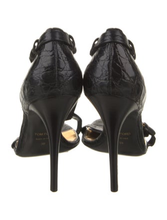 Tom Ford Embossed Leather T-Strap Sandals