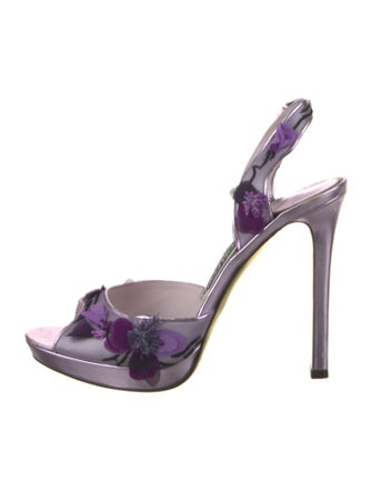 Tom Ford Mesh Floral Print Slingback Sandals