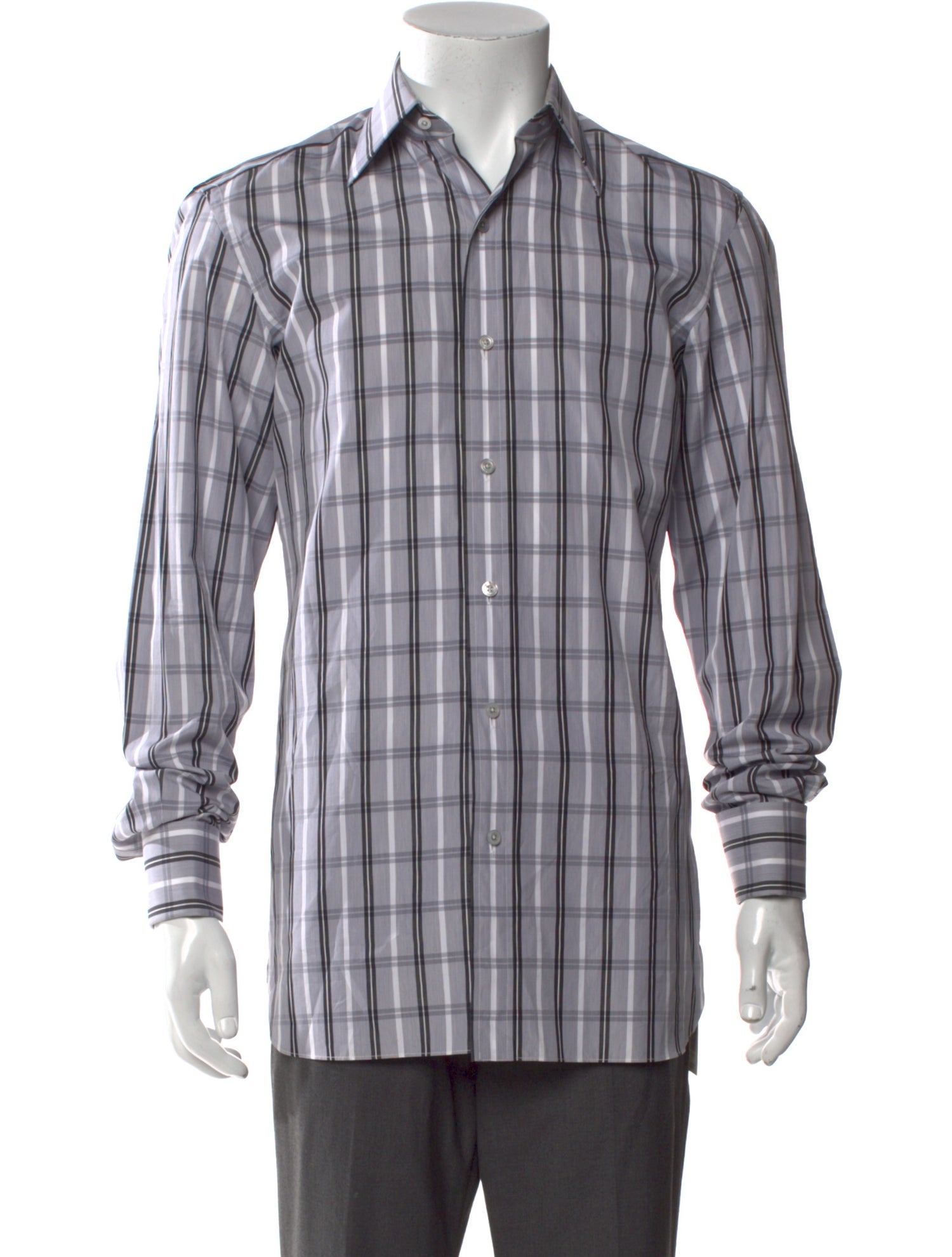 Tom Ford Plaid Print Long Sleeve Dress Shirt