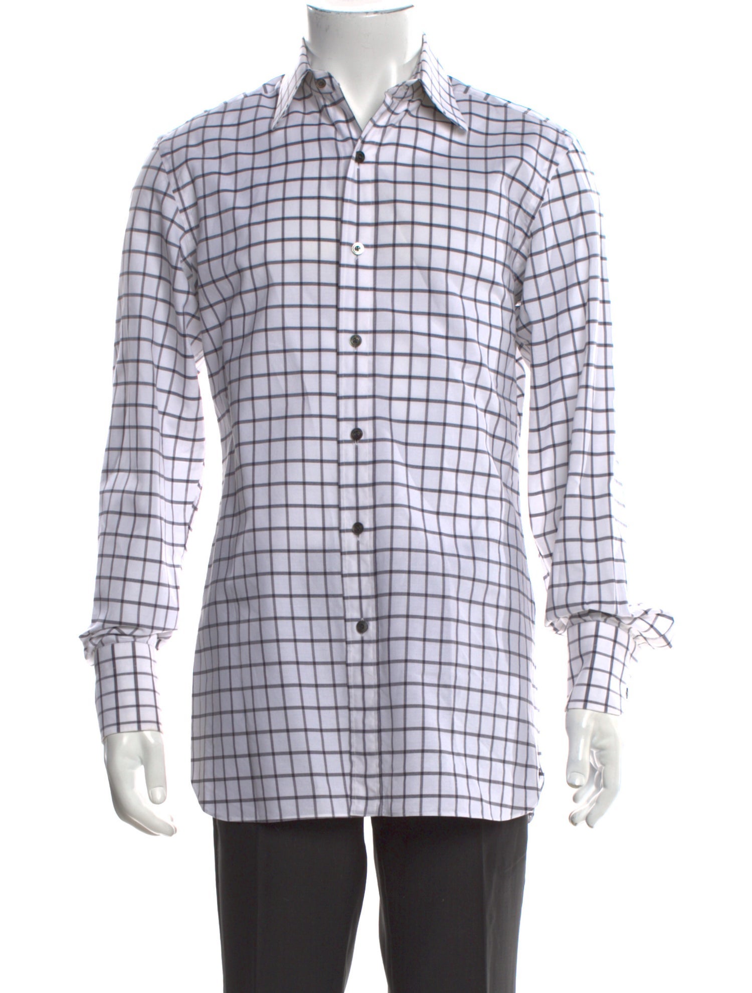 Tom Ford Plaid Print Long Sleeve Dress Shirt
