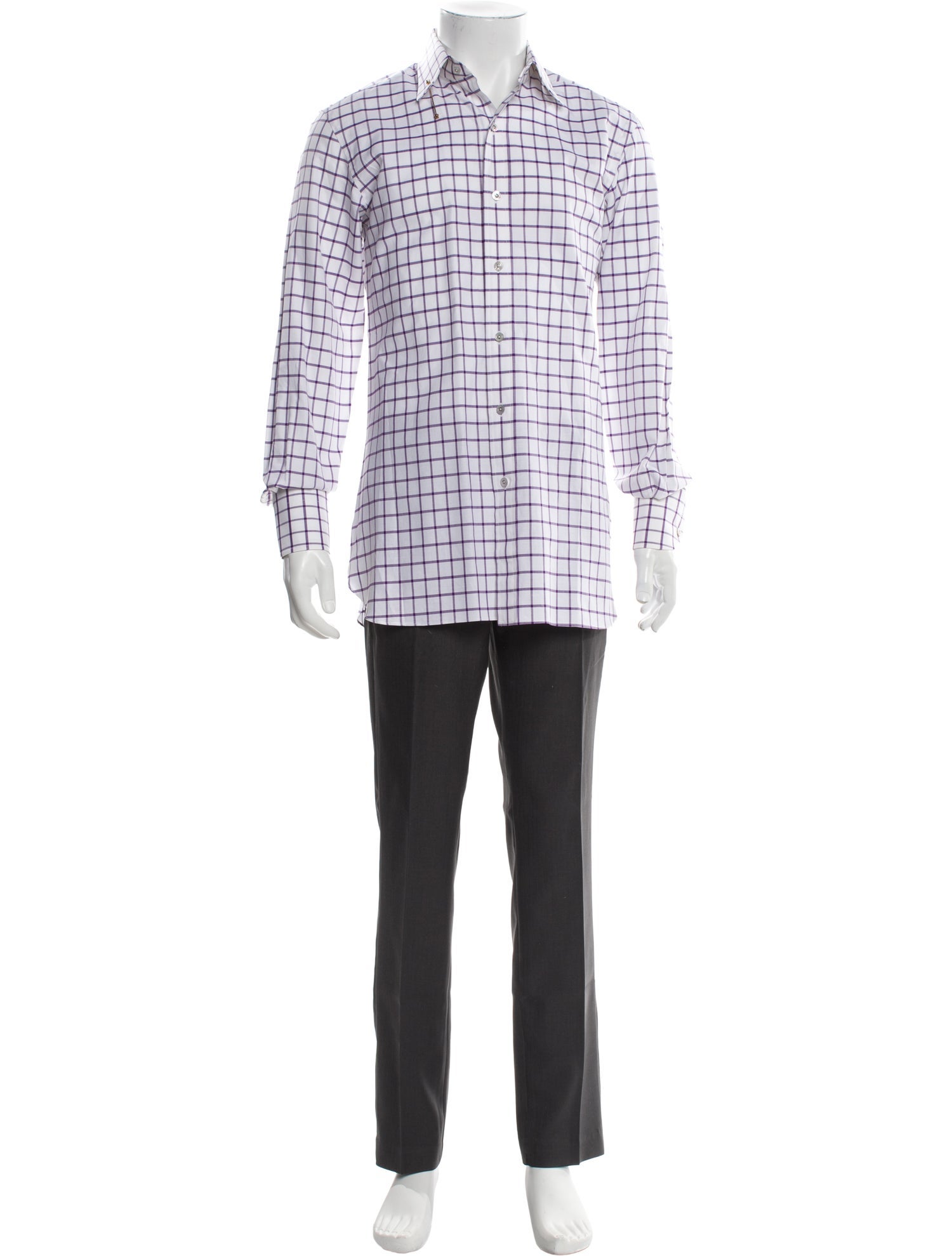 Tom Ford Plaid Print Long Sleeve Dress Shirt