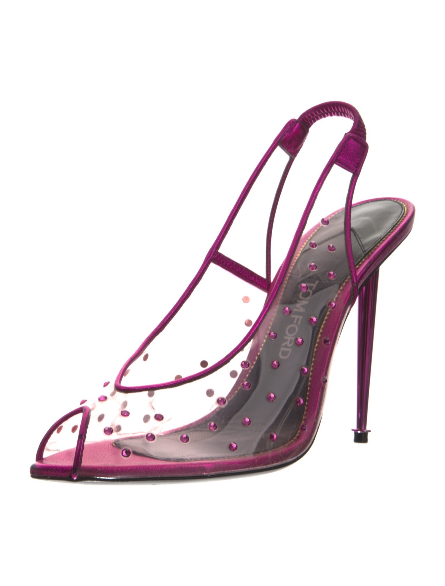 Tom Ford PVC Crystal Embellishments Slingback Pumps