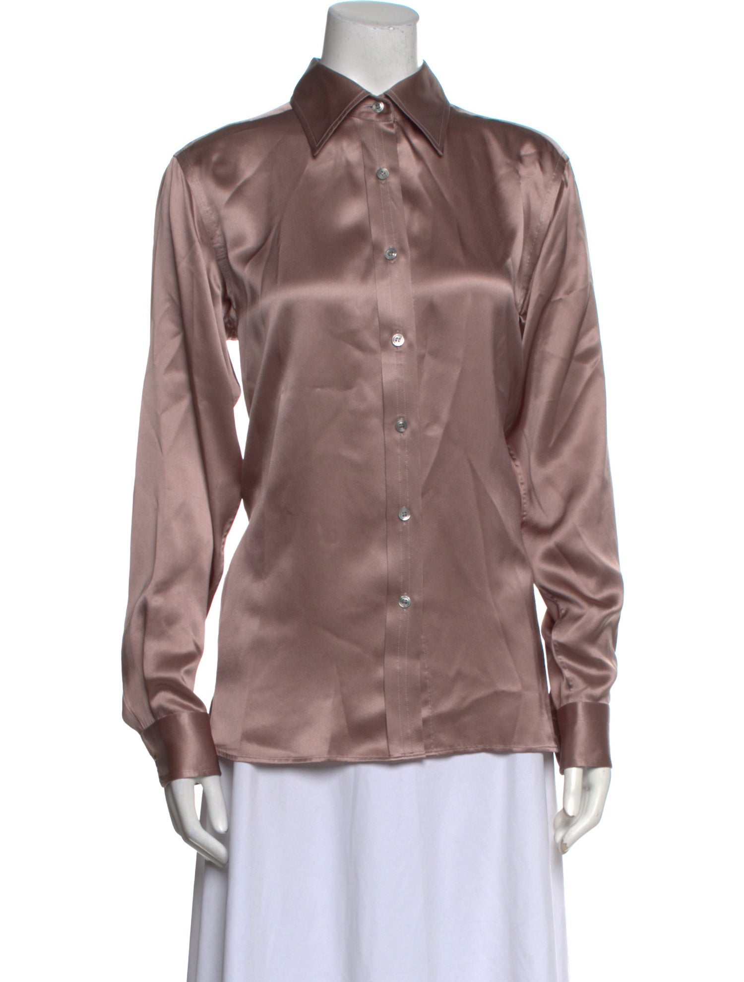 Tom Ford Silk Long Sleeve Button-Up Top