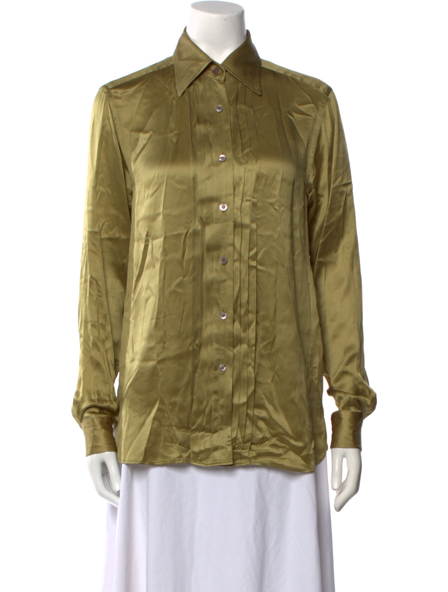Tom Ford Silk Long Sleeve Button-Up Top