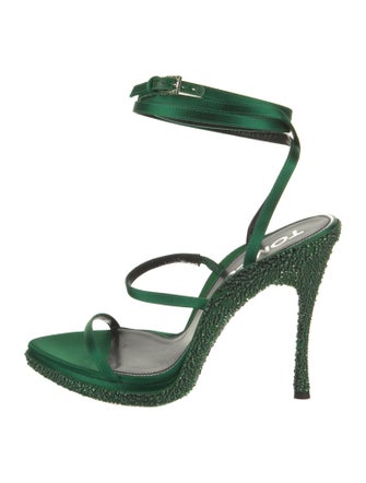 Tom Ford Satin Crystal Embellishments Slingback Sandals