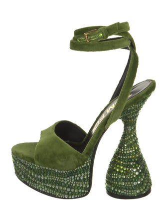Tom Ford Velvet Crystal Embellishments Sandals