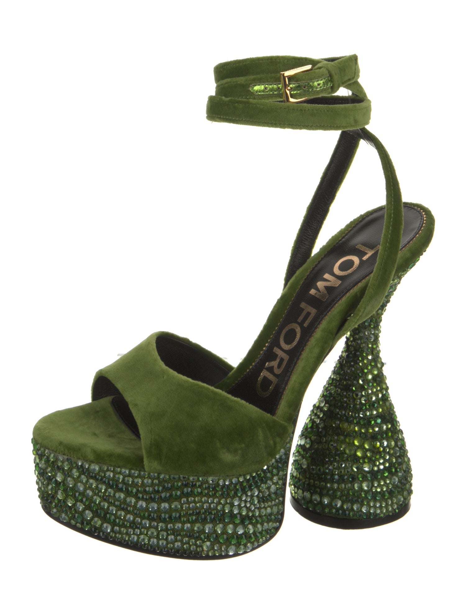 Tom Ford Velvet Crystal Embellishments Sandals