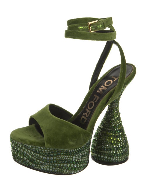 Tom Ford Velvet Crystal Embellishments Sandals