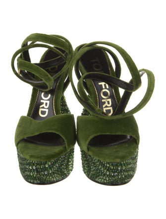 Tom Ford Velvet Crystal Embellishments Sandals