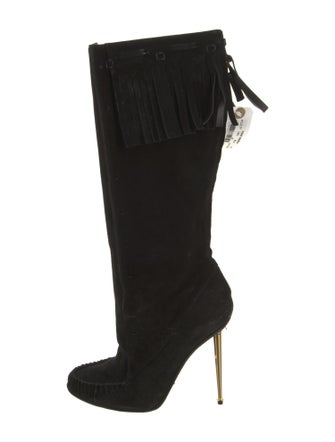 Tom Ford Suede Fringe Trim Accent Boots