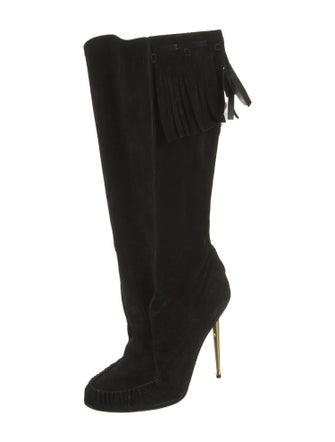 Tom Ford Suede Fringe Trim Accent Boots